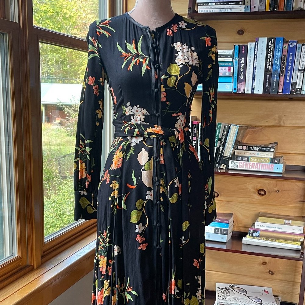 Zara Trafaluc NWT Black Floral Dress Mandarin XS